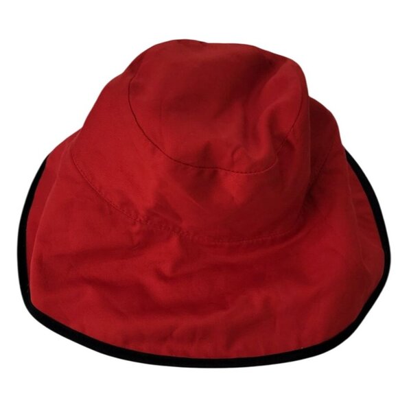 Vera Bradley Reversible Bucket Hat Red & Blue Paisley Floral Print Wide Brim - Picture 8 of 9